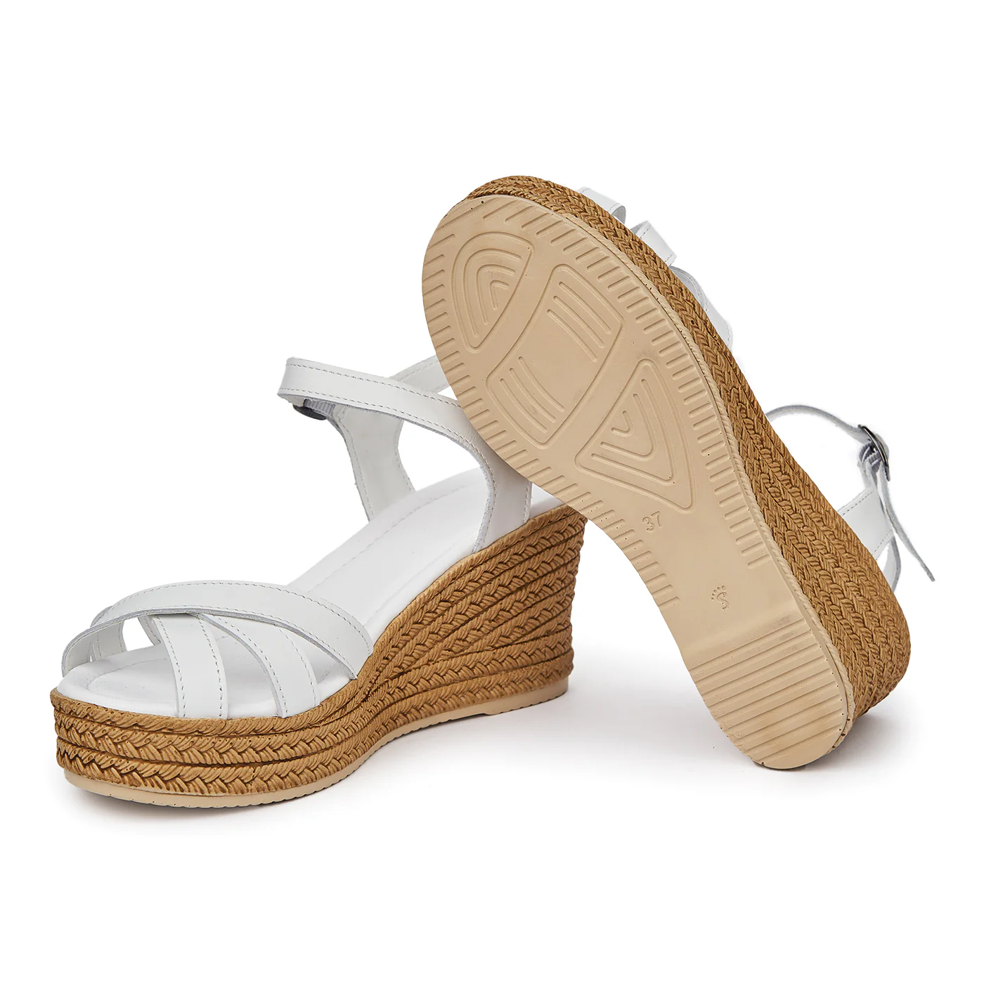 Sandale dama din piele alba cu platforma 2408 - Image 3