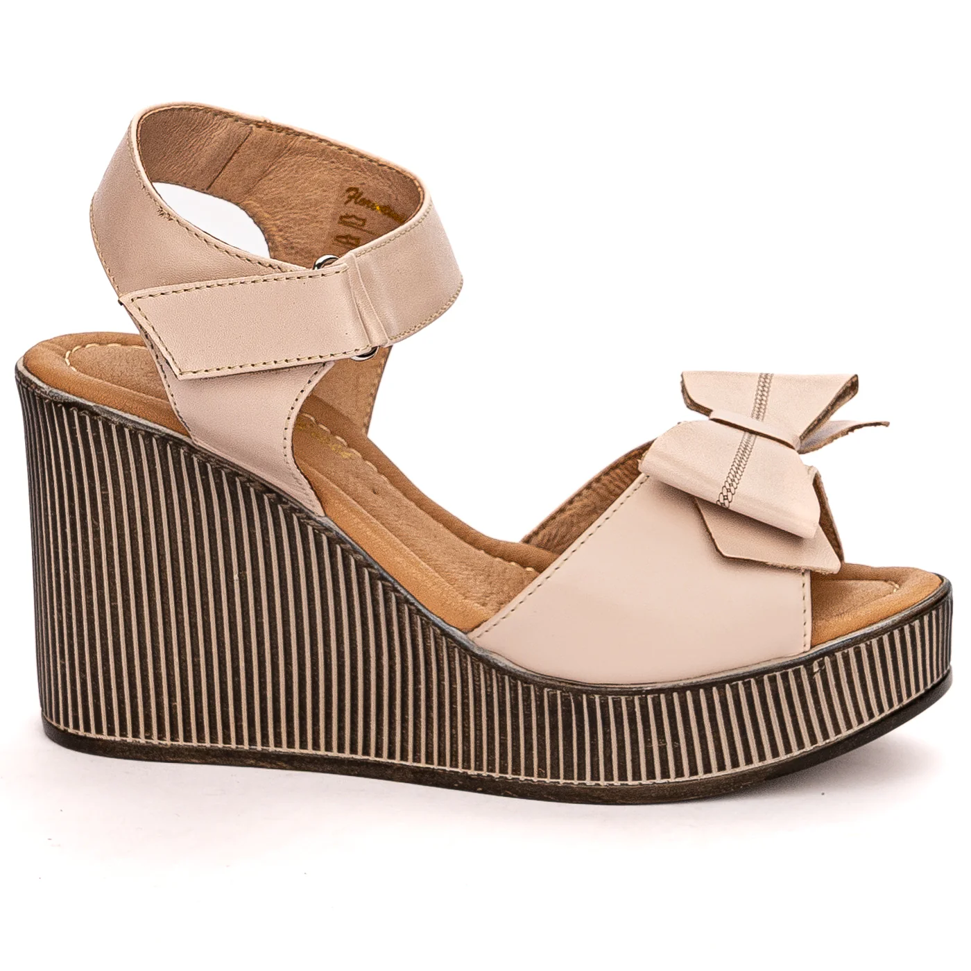 Sandale dama din piele bej cu platforma 2398