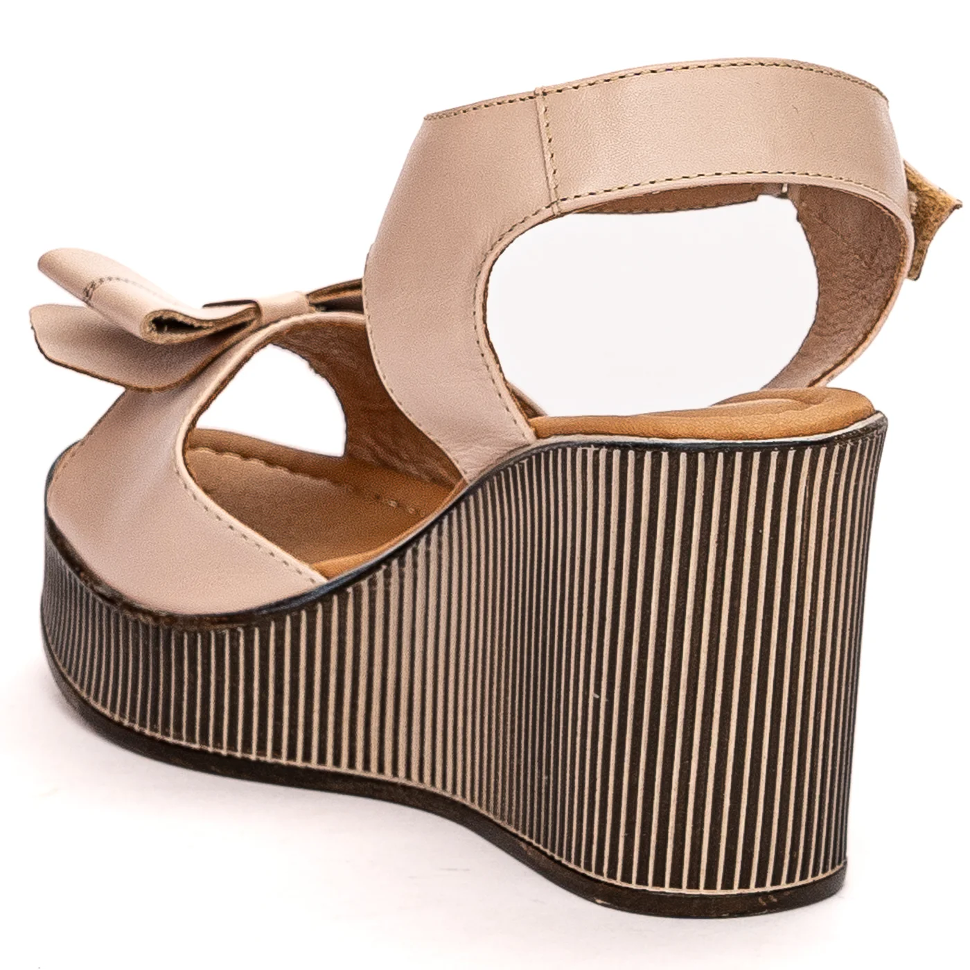 Sandale dama din piele bej cu platforma 2398 - Image 2