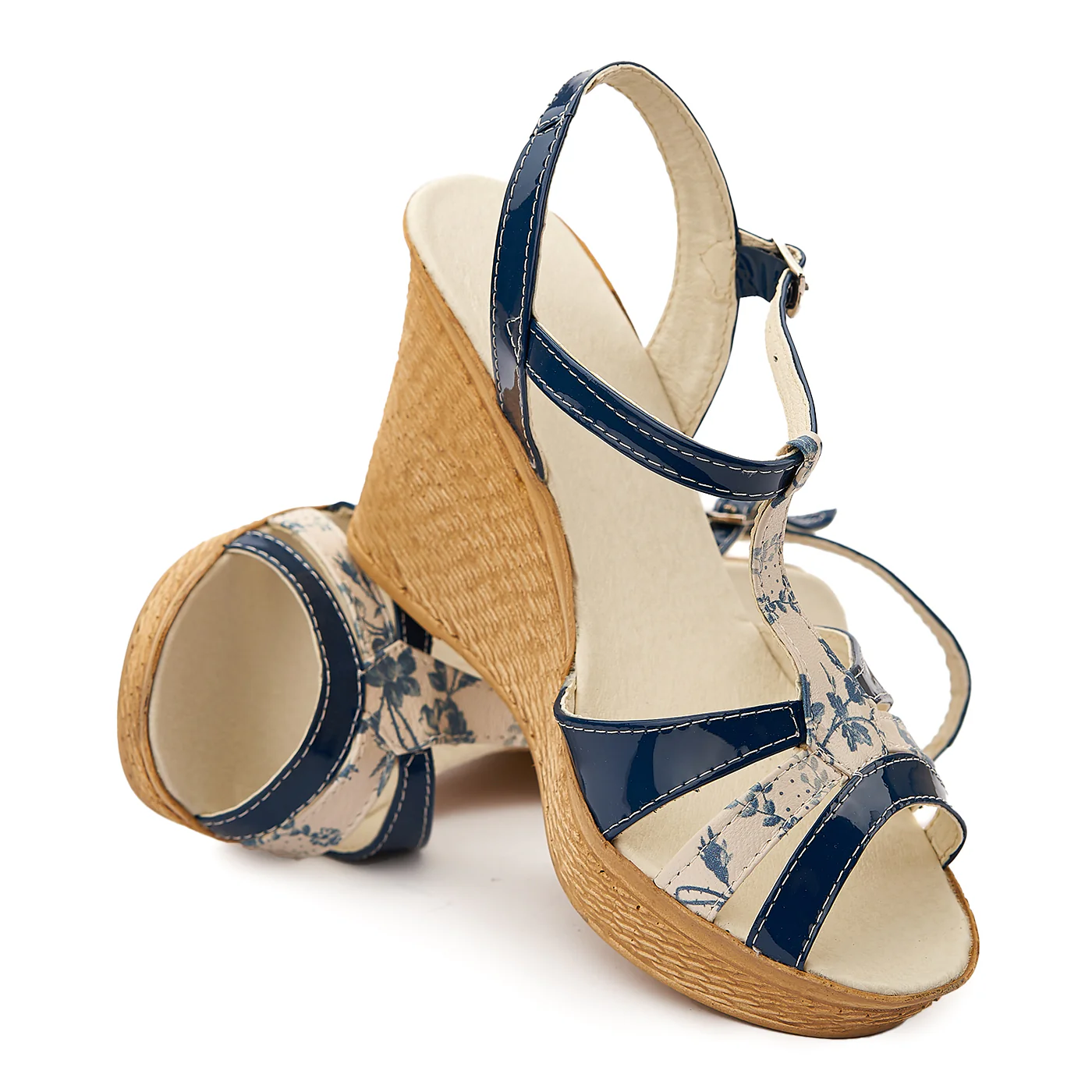 Sandale dama din piele bleumarin cu platforma 2077 - Image 4