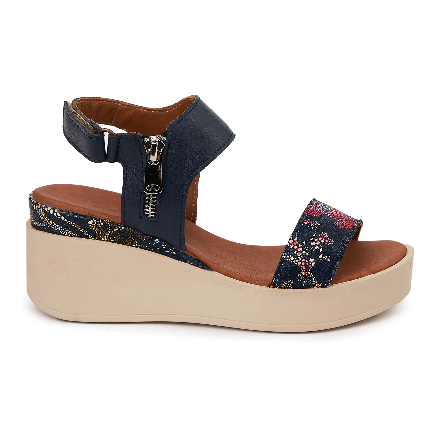Sandale dama din piele bleumarin cu platforma 2452