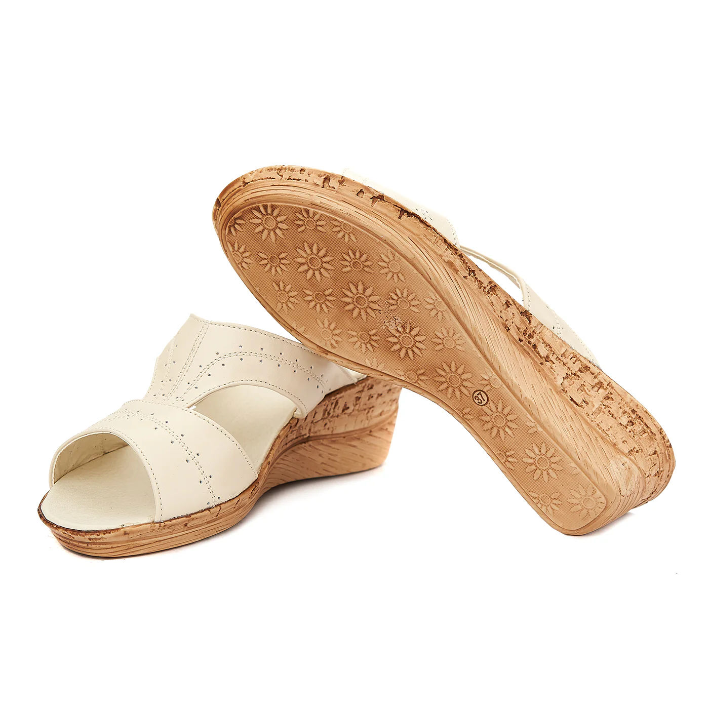 Sandale dama din piele crem cu platforma 2054 - Image 3