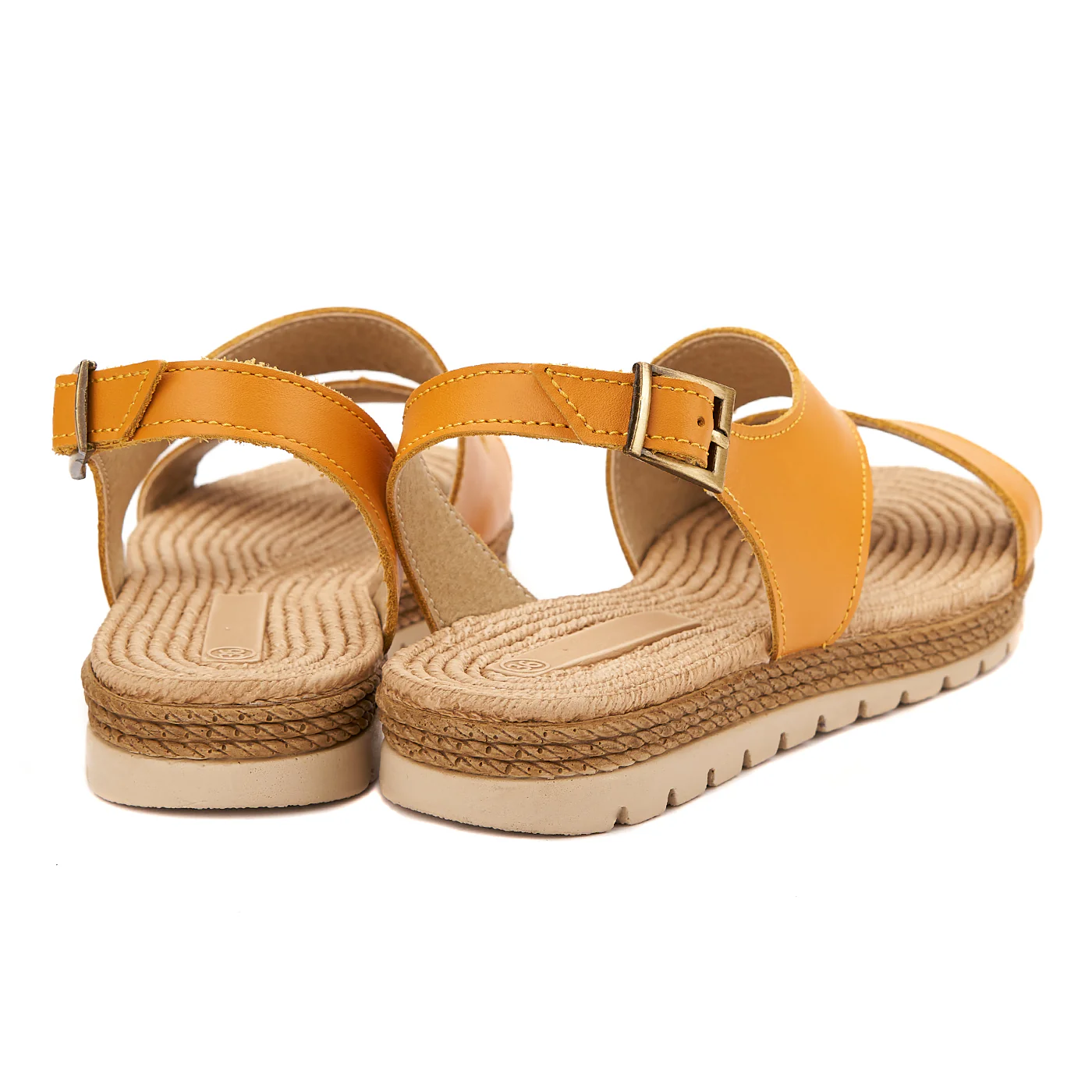 Sandale dama din piele galbena fara toc 2124 - Image 2