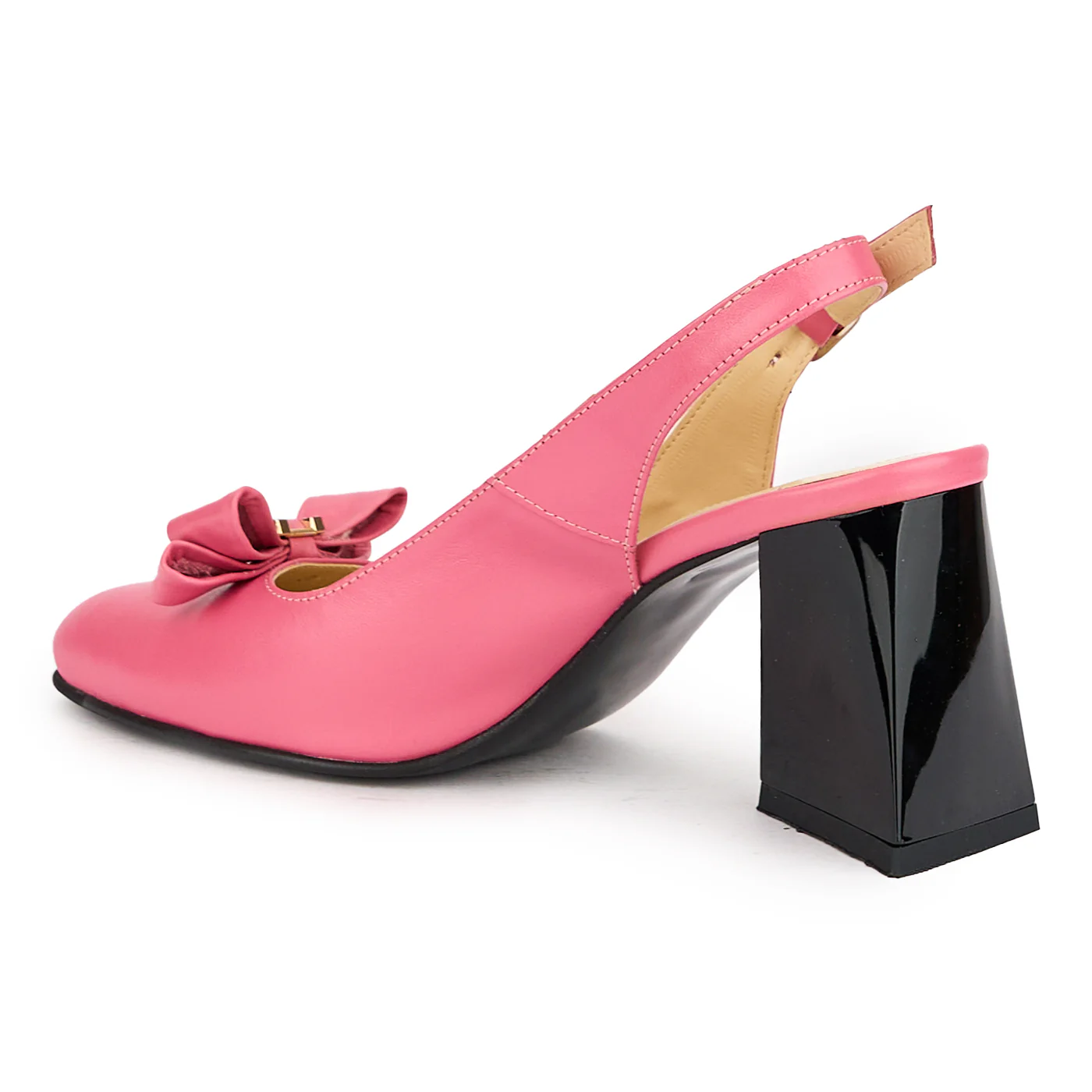 Sandale  dama din piele natura roz cu toc gros 7.5 cm 16188 - Image 2