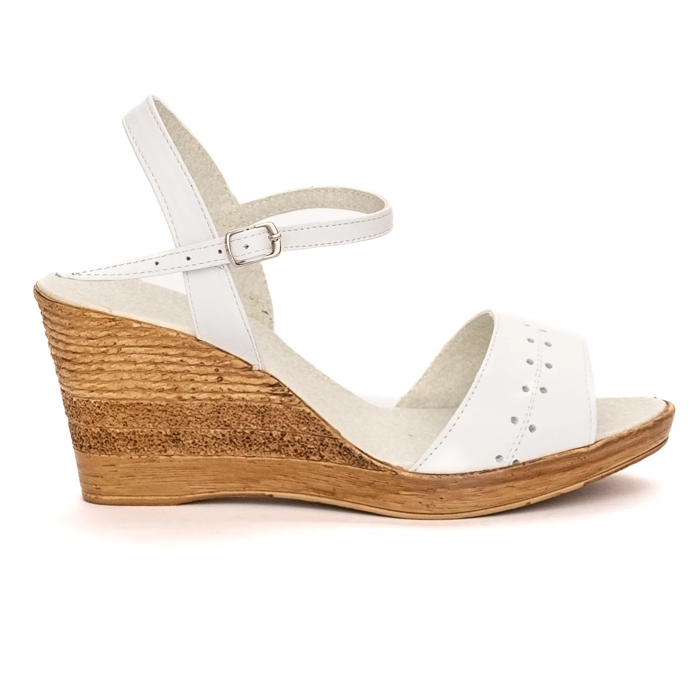 Sandale dama din piele naturala alba 13428