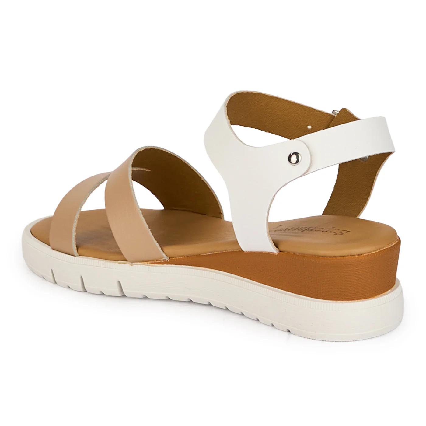 Sandale dama din piele naturala alba-bej cu platforma 4 cm 18347 - Image 2