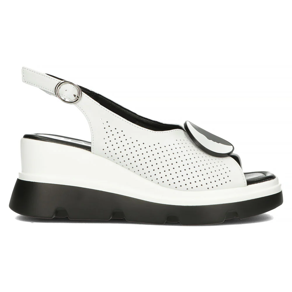 Sandale dama din piele naturala alba cu platforma 13326