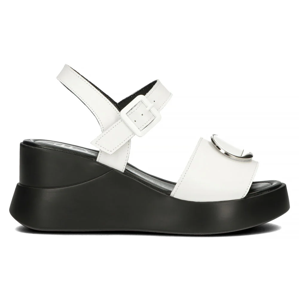 Sandale dama din piele naturala alba cu platforma 13333