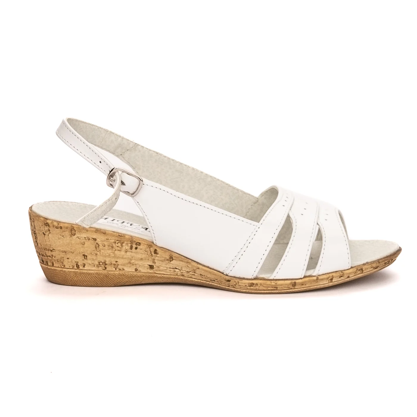 Sandale dama din piele naturala alba cu platforma 13339