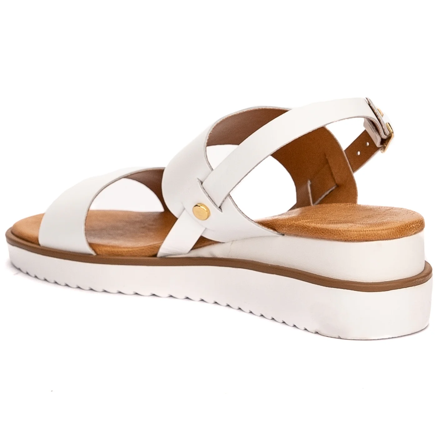 Sandale dama din piele naturala alba cu platforma 13488 - Image 2