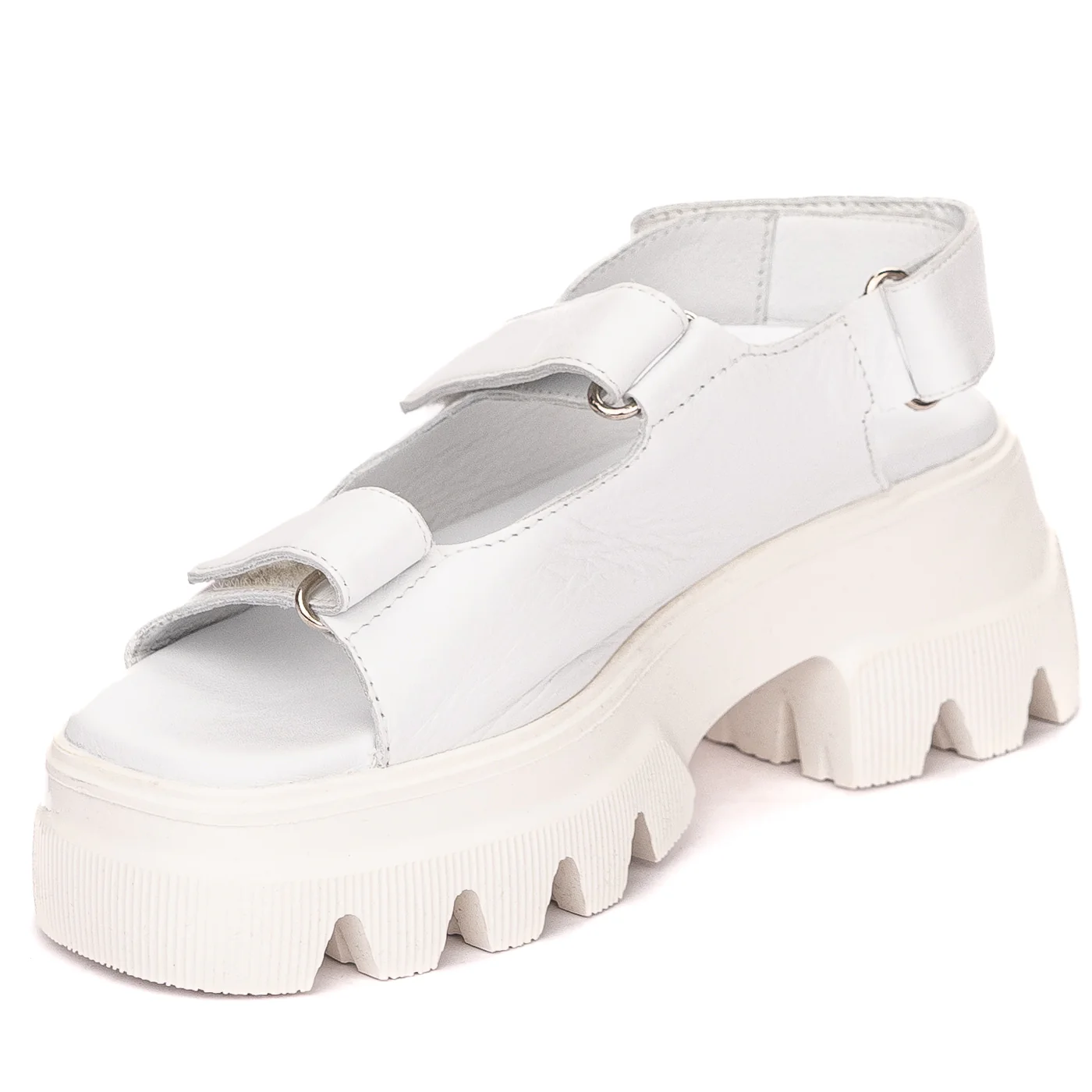 Sandale dama din piele naturala alba cu platforma 13607 - Image 3
