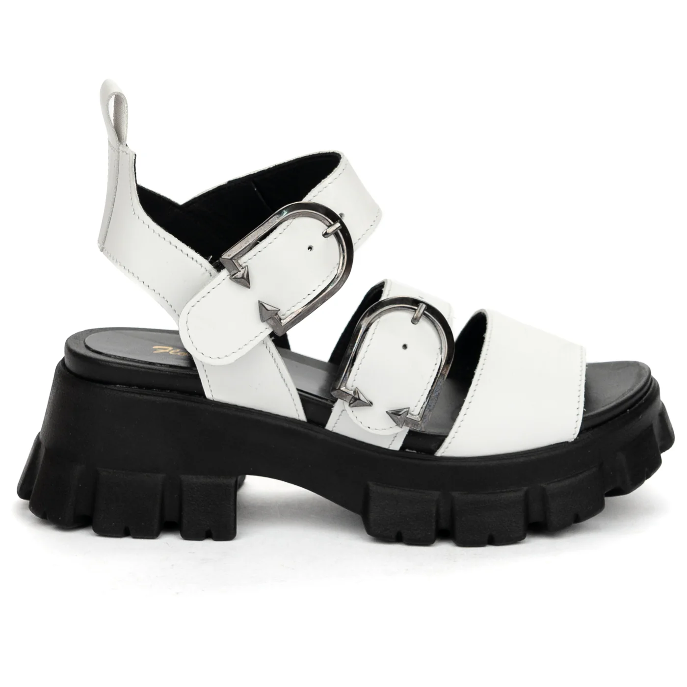 Sandale dama din piele naturala alba cu platforma 13867