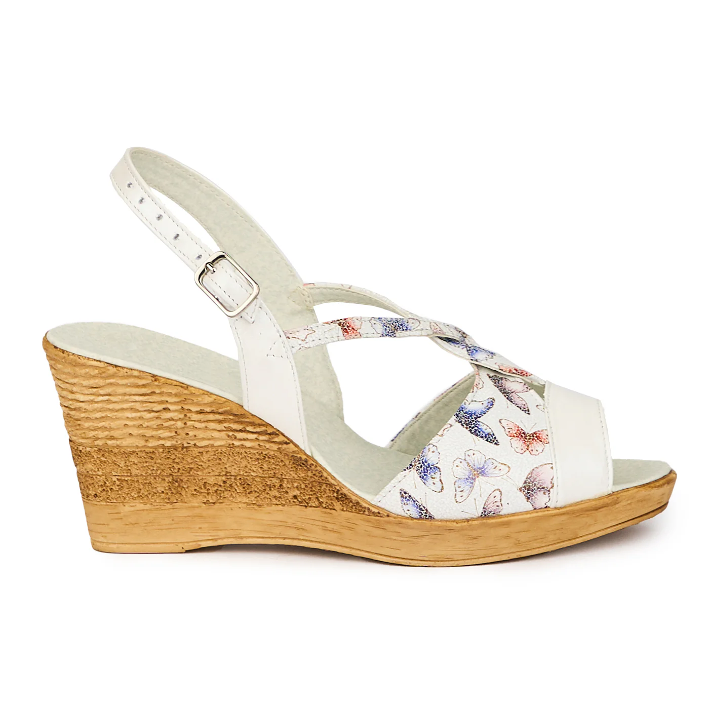 Sandale dama din piele naturala alba cu platforma 15474