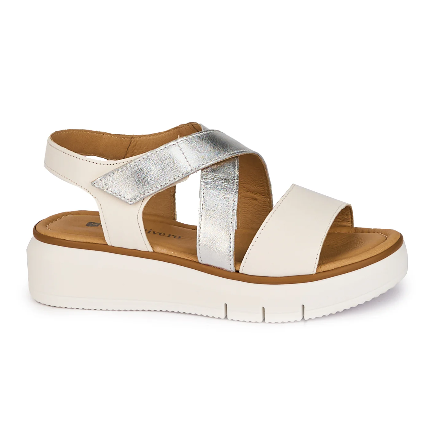 Sandale dama din piele naturala alba cu platforma 18262