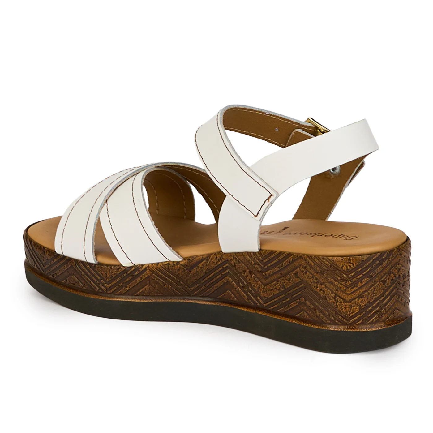 Sandale dama din piele naturala alba cu platforma 5 cm 18342 - Image 2