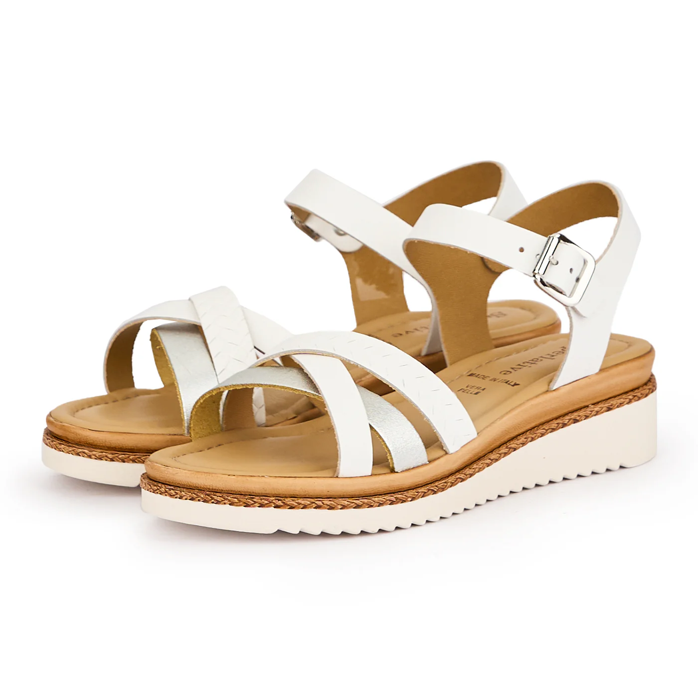 Sandale dama din piele naturala alba cu platforma 4 cm 16127 - Image 3