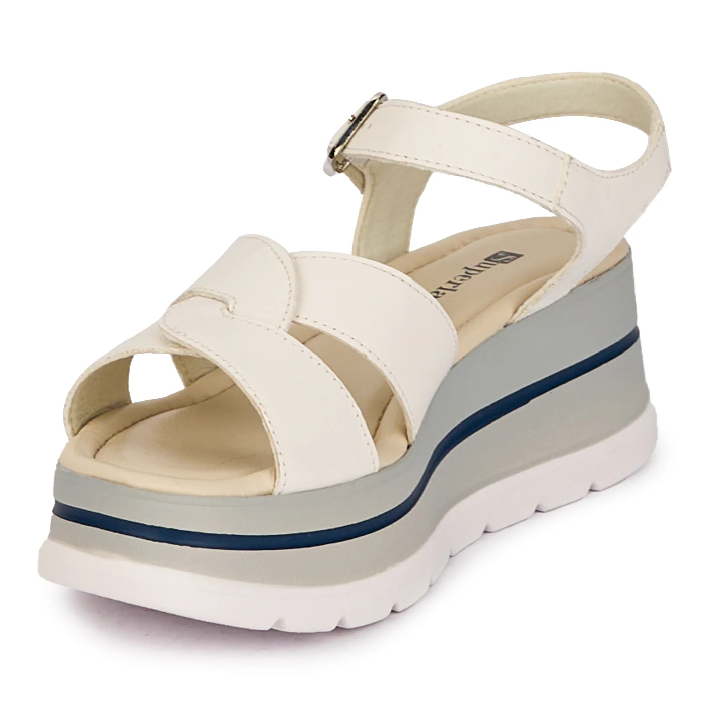 Sandale dama din piele naturala alba cu platforma 6 cm 18267 - Image 3