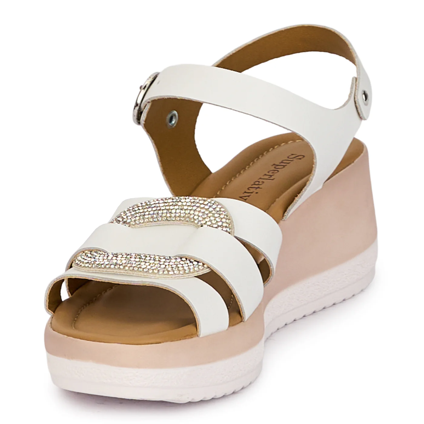 Sandale dama din piele naturala alba cu platforma 6 cm 18350 - Image 3