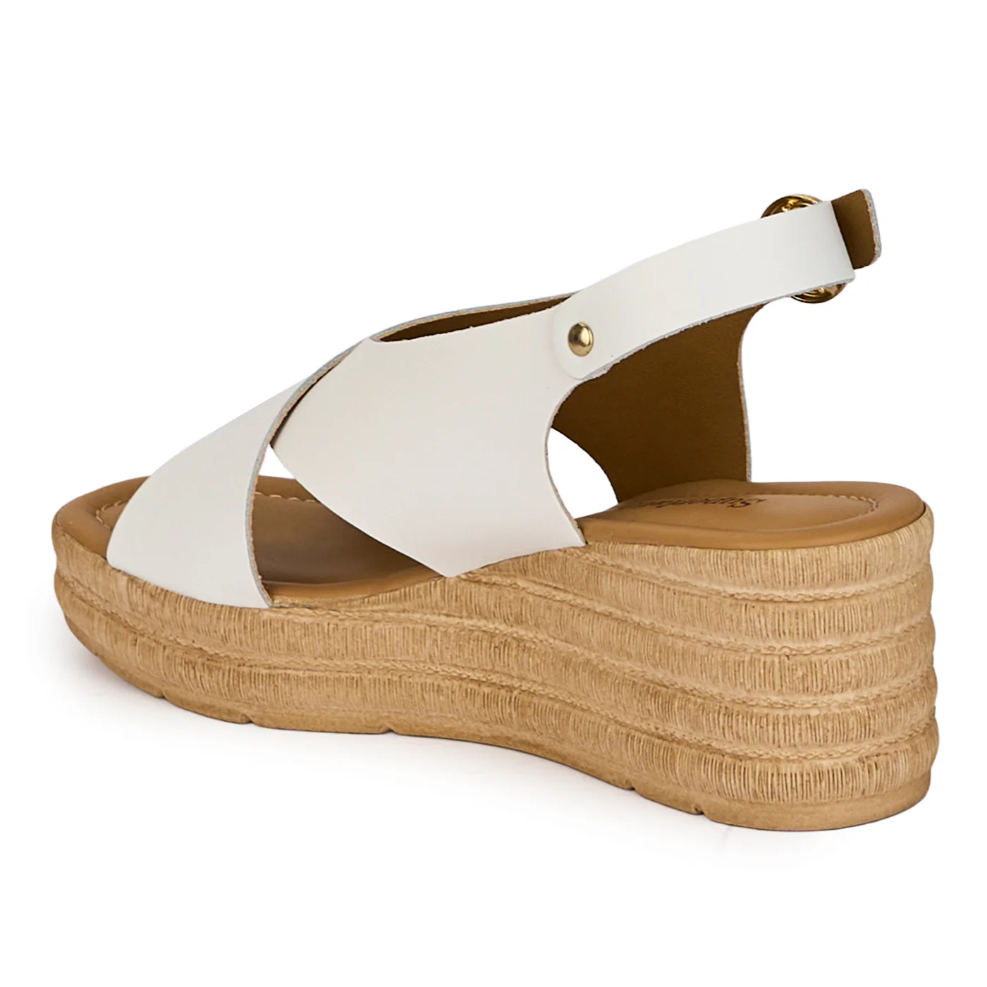 Sandale dama din piele naturala alba cu platforma 6 cm 18352 - Image 2