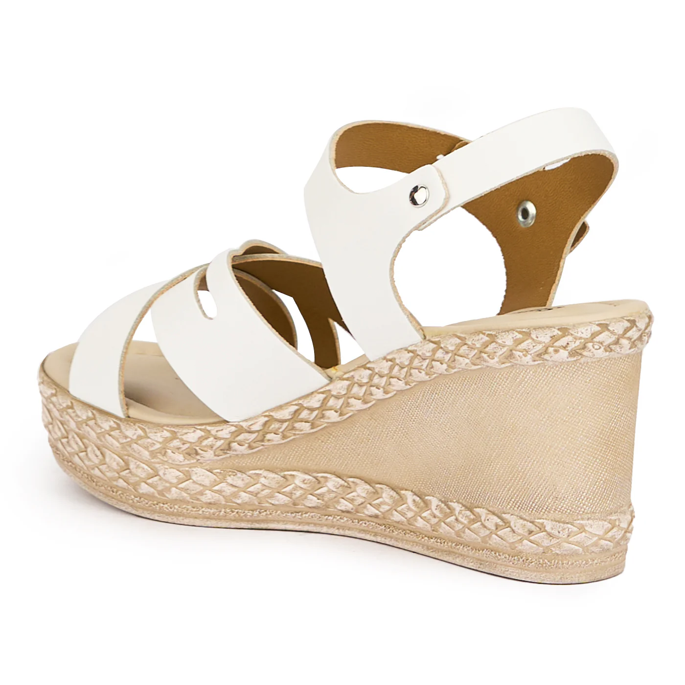 Sandale dama din piele naturala alba cu platforma 8 cm 16142 - Image 2
