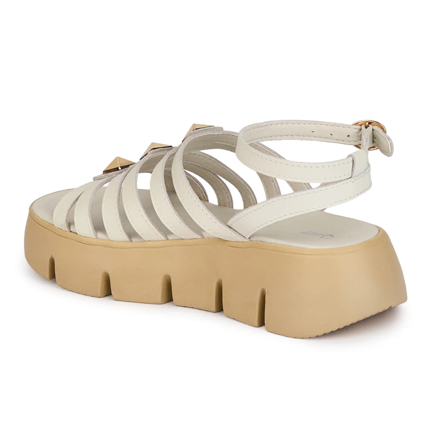 Sandale dama din piele naturala alba cu talpa inalta 5 cm 18423 - Image 2