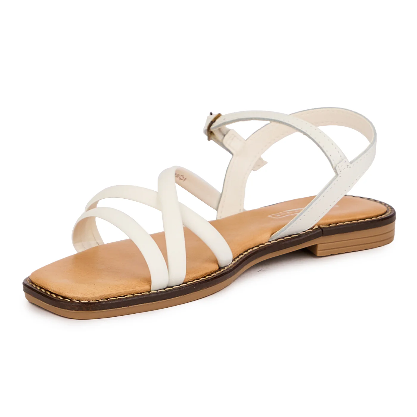 Sandale dama din piele naturala alba cu talpa joasa 16379 - Image 3