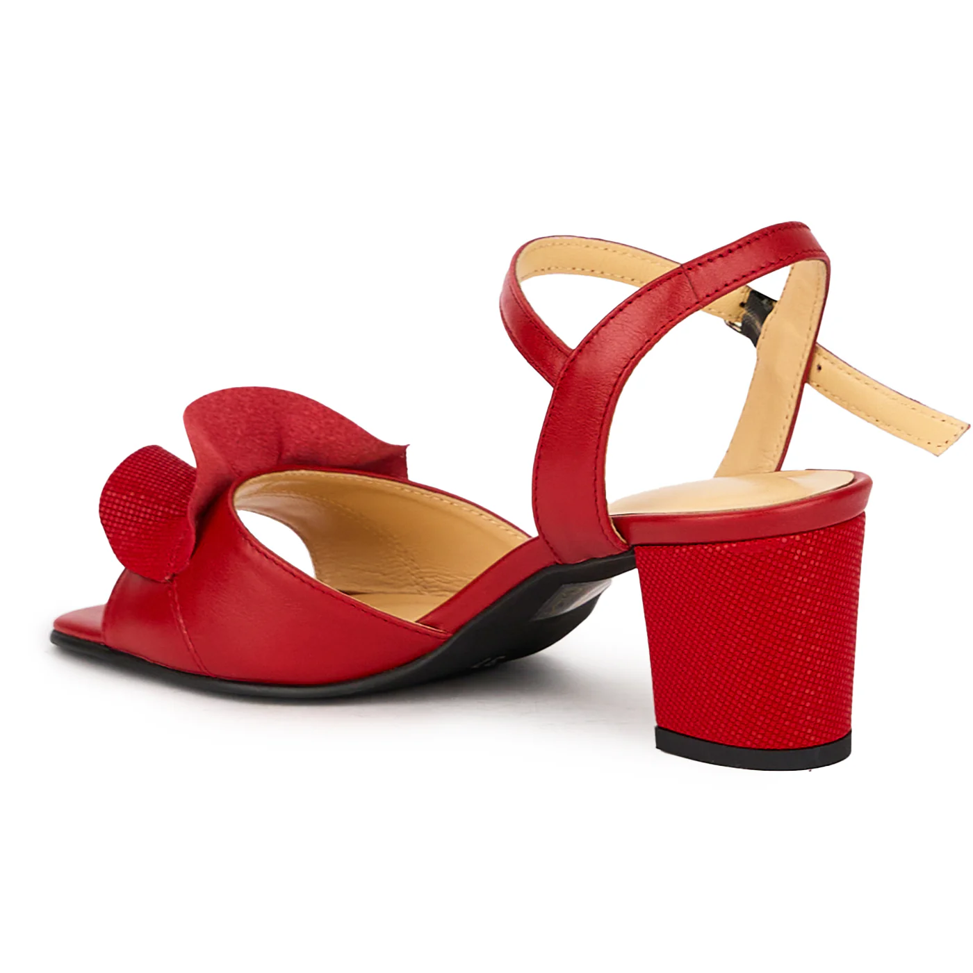 Sandale dama din piele naturala rosie cu toc gros 5.5 cm 16013 - Image 2