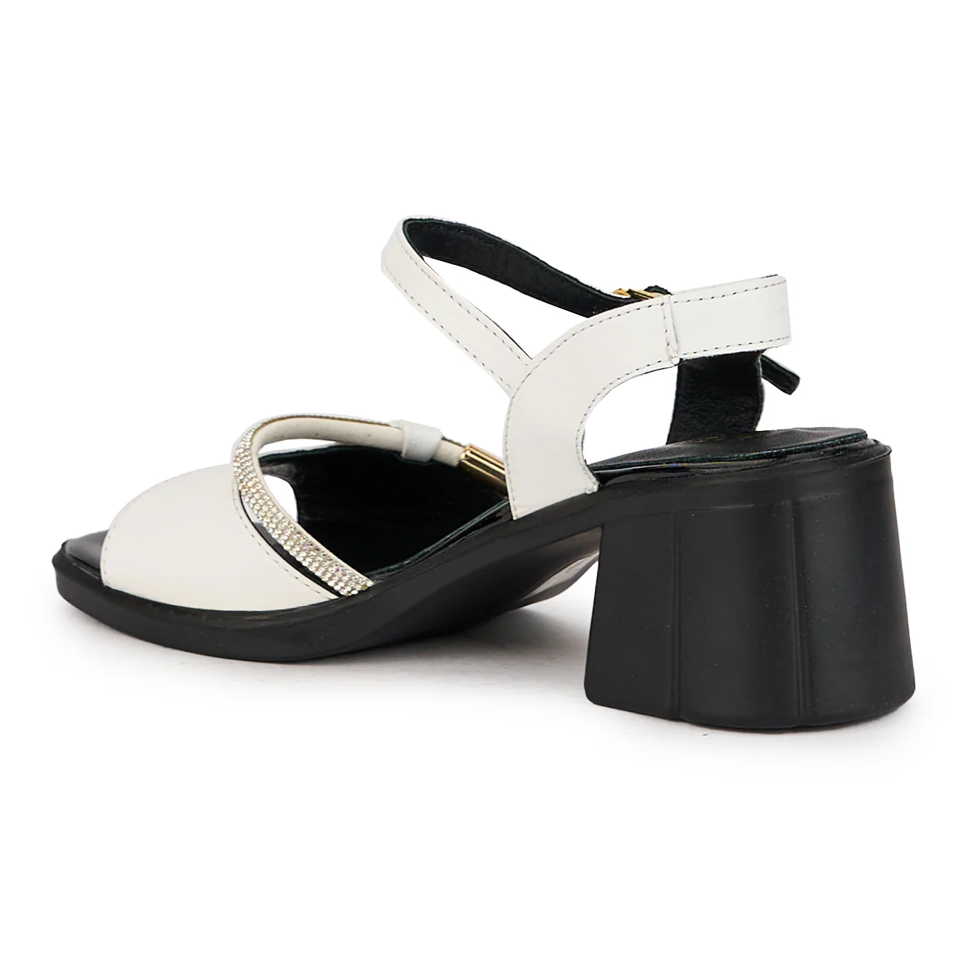 Sandale dama din piele naturala alba cu toc gros 6 cm 16099 - Image 2