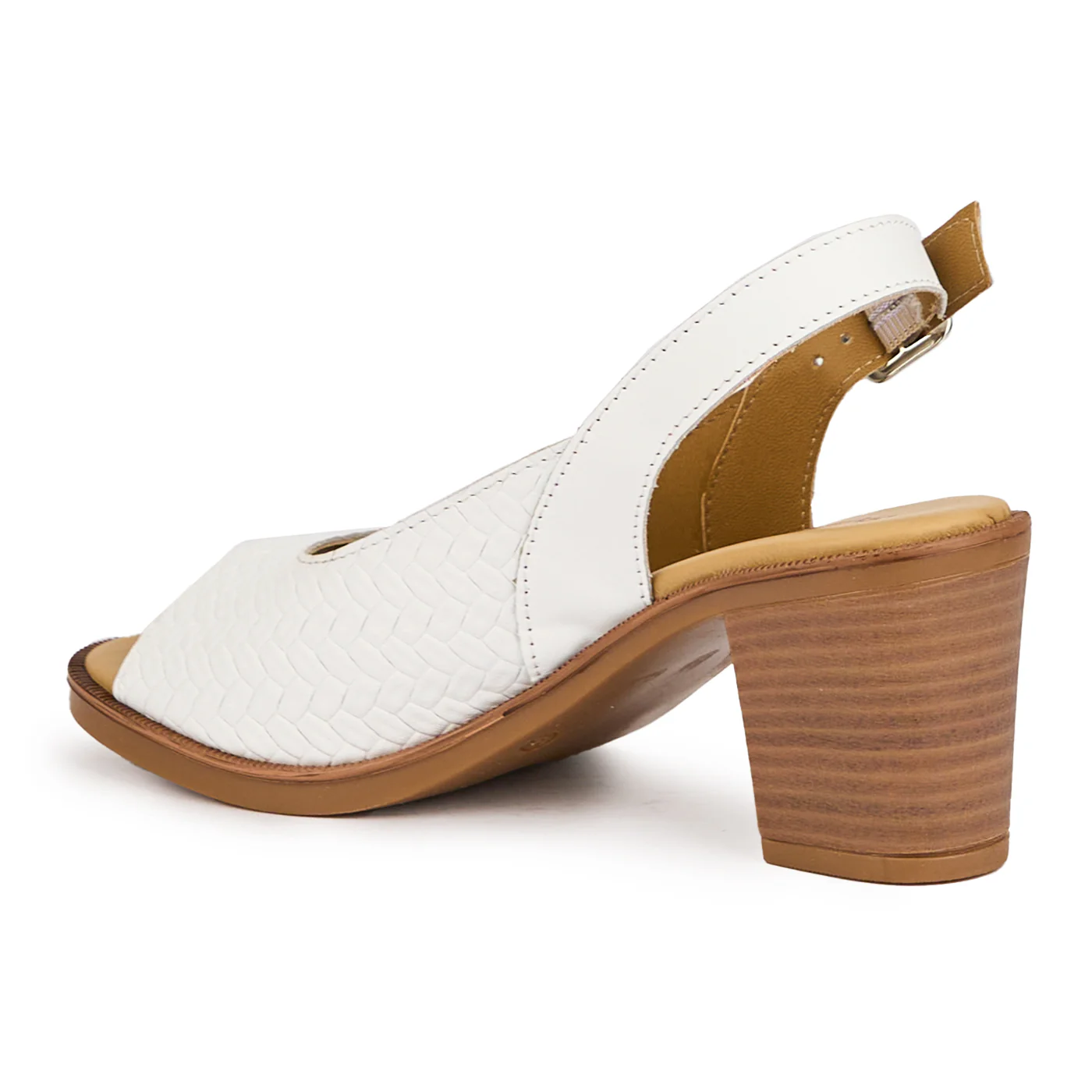 Sandale dama din piele naturala alba cu toc gros 7 cm 16136 - Image 2