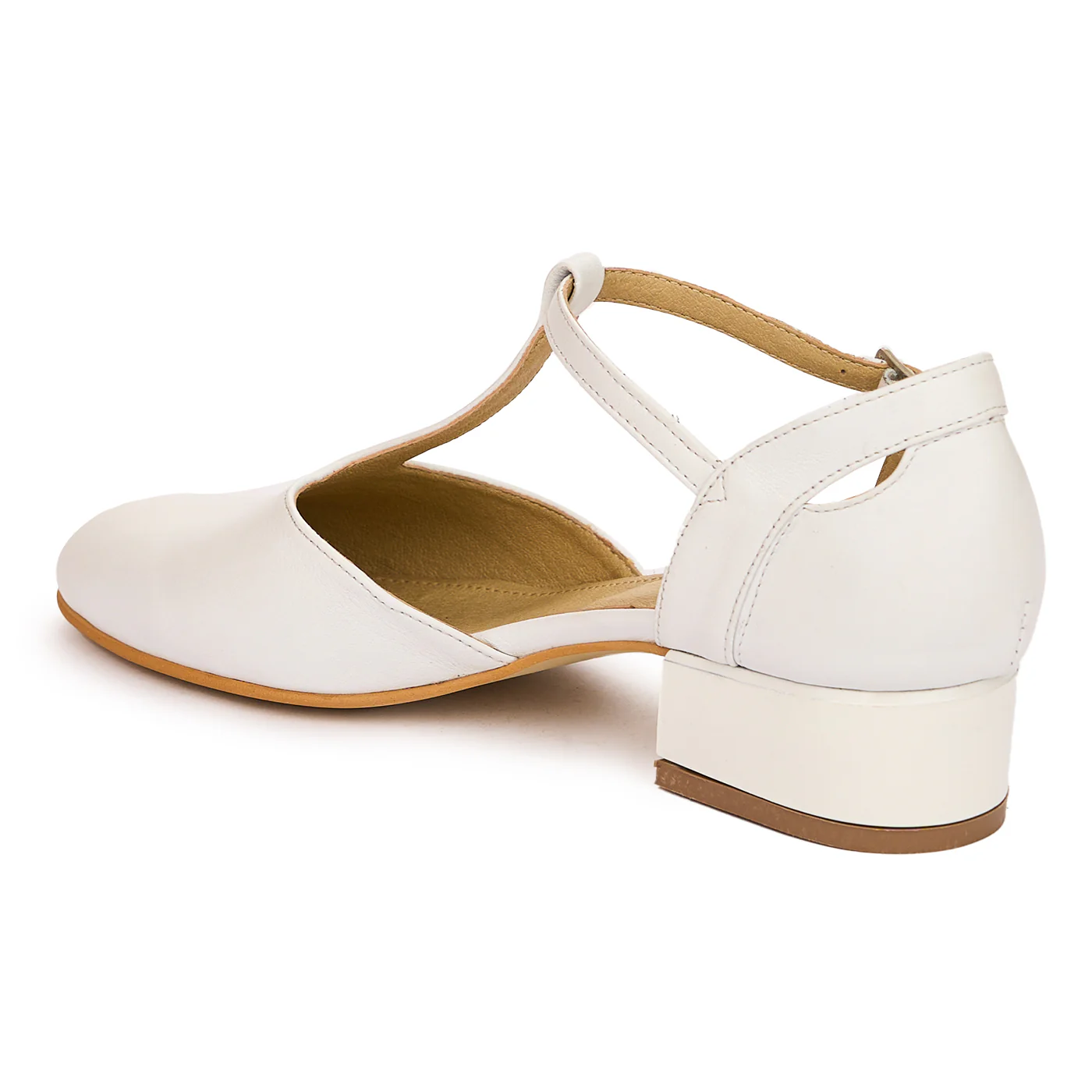 Sandale dama din piele naturala alba cu toc mic 13758 - Image 2