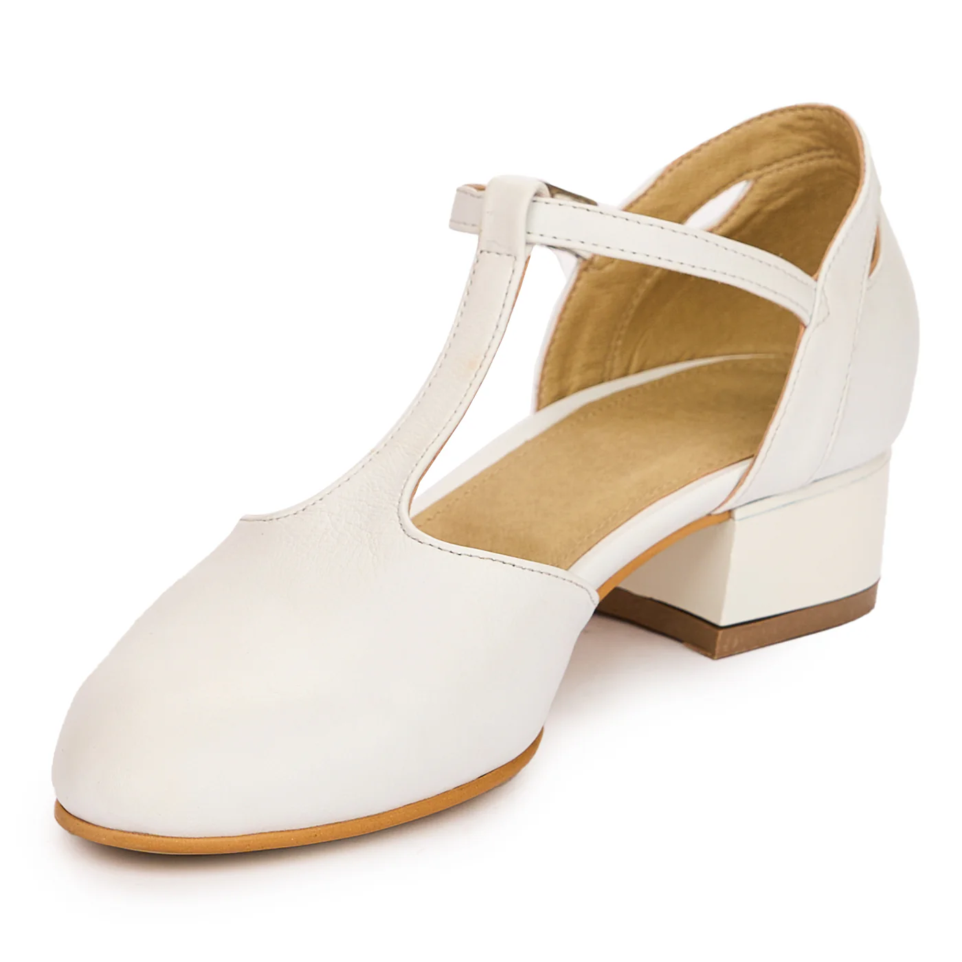 Sandale dama din piele naturala alba cu toc mic 13758 - Image 3