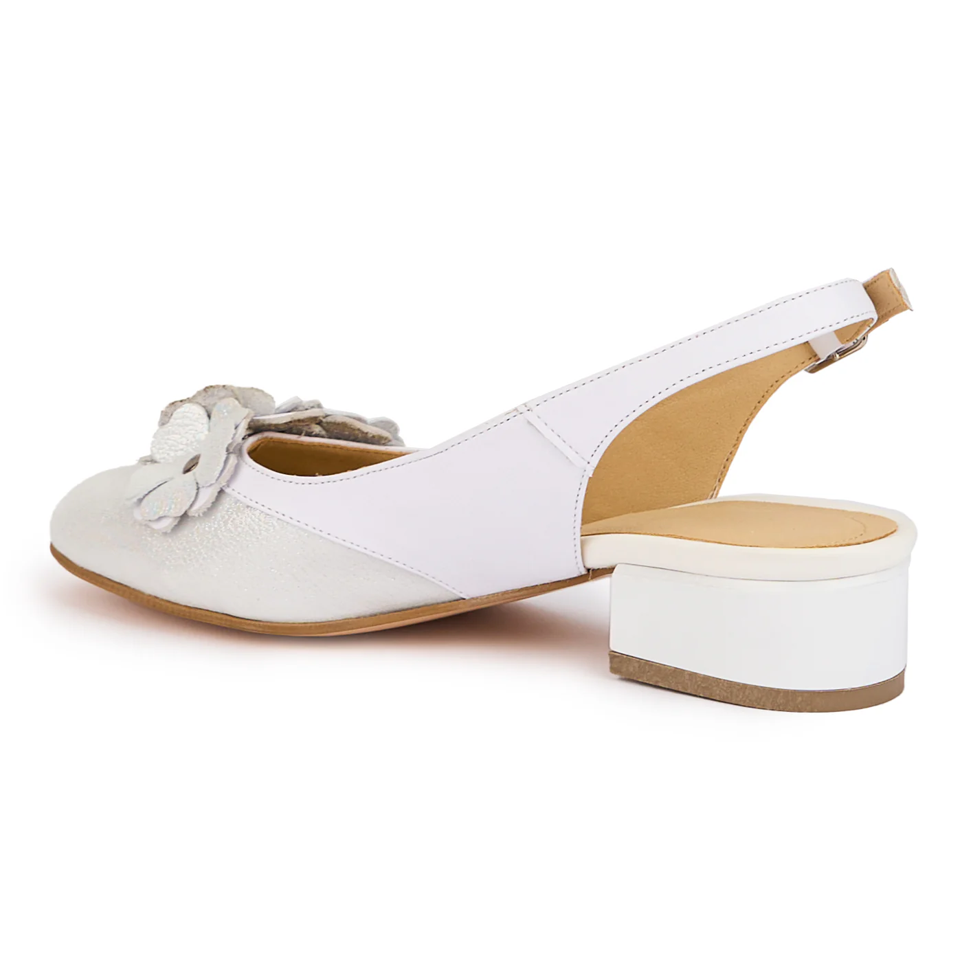 Sandale dama din piele naturala alba cu toc mic 3.5 cm 16956 - Image 2