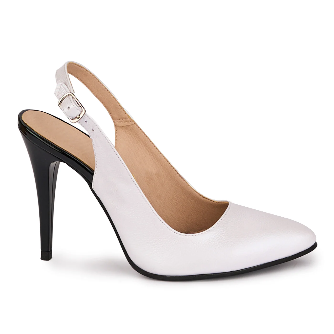 Sandale dama din piele naturala alba cu toc subtire 10 cm 18613