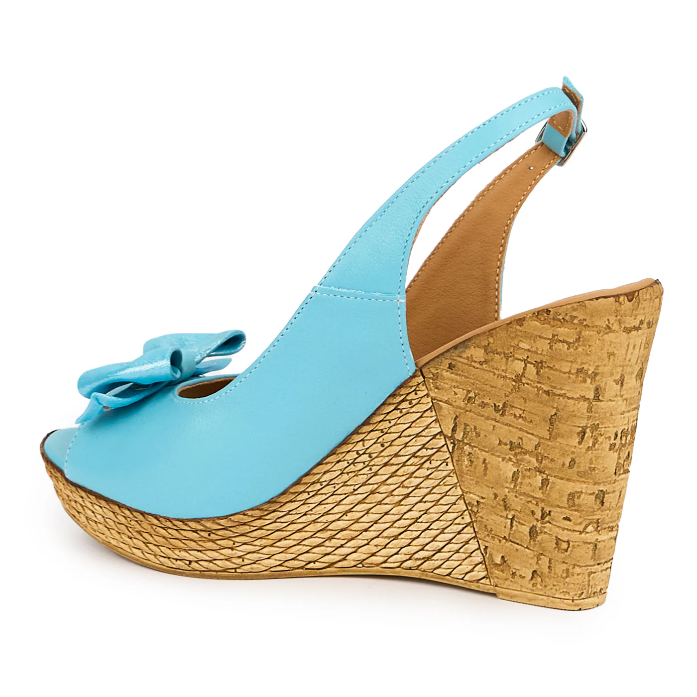 Sandale dama din piele naturala albastra cu platforma 10 cm 15148 - Image 2