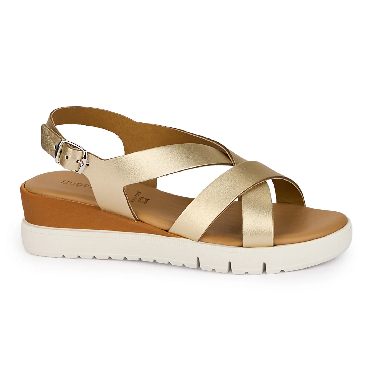 Sandale dama din piele naturala aurie cu platforma 4 cm 18343