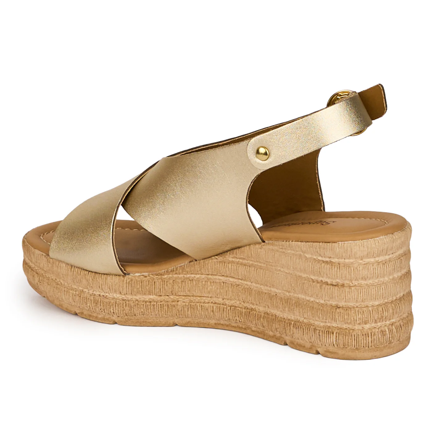 Sandale dama din piele naturala aurie cu platforma 6 cm 18353 - Image 2