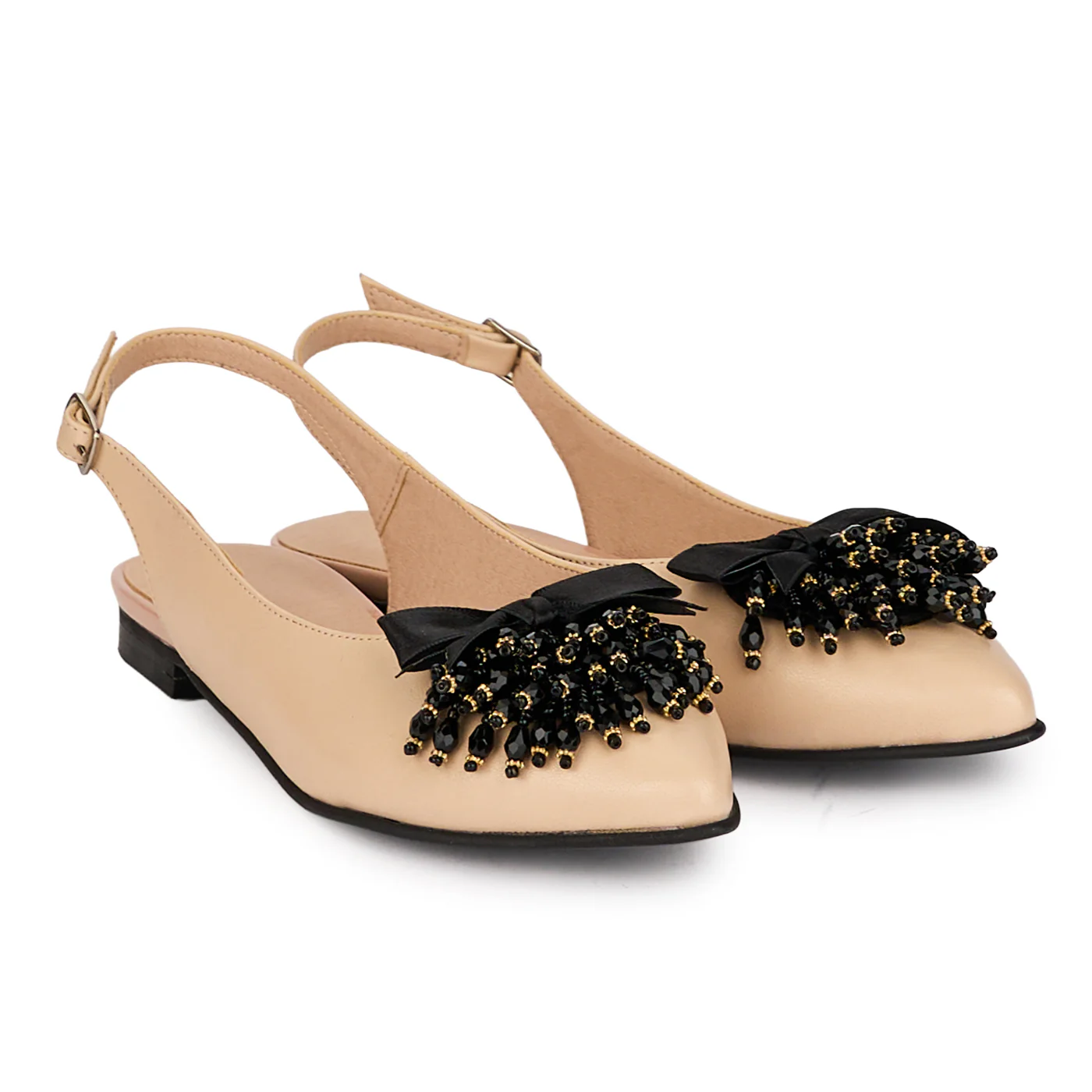 Sandale dama din piele naturala bej cu accesoriu 18546 - Image 4