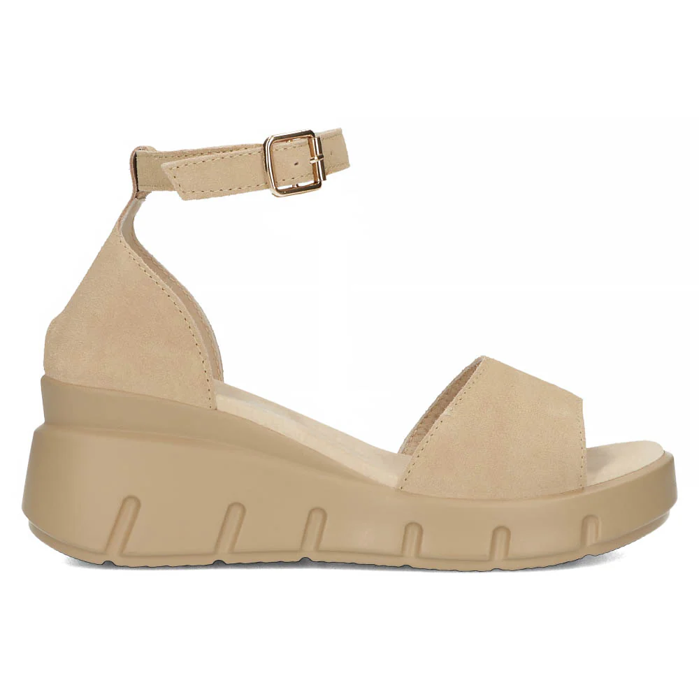 Sandale dama din piele naturala bej cu platforma 13310