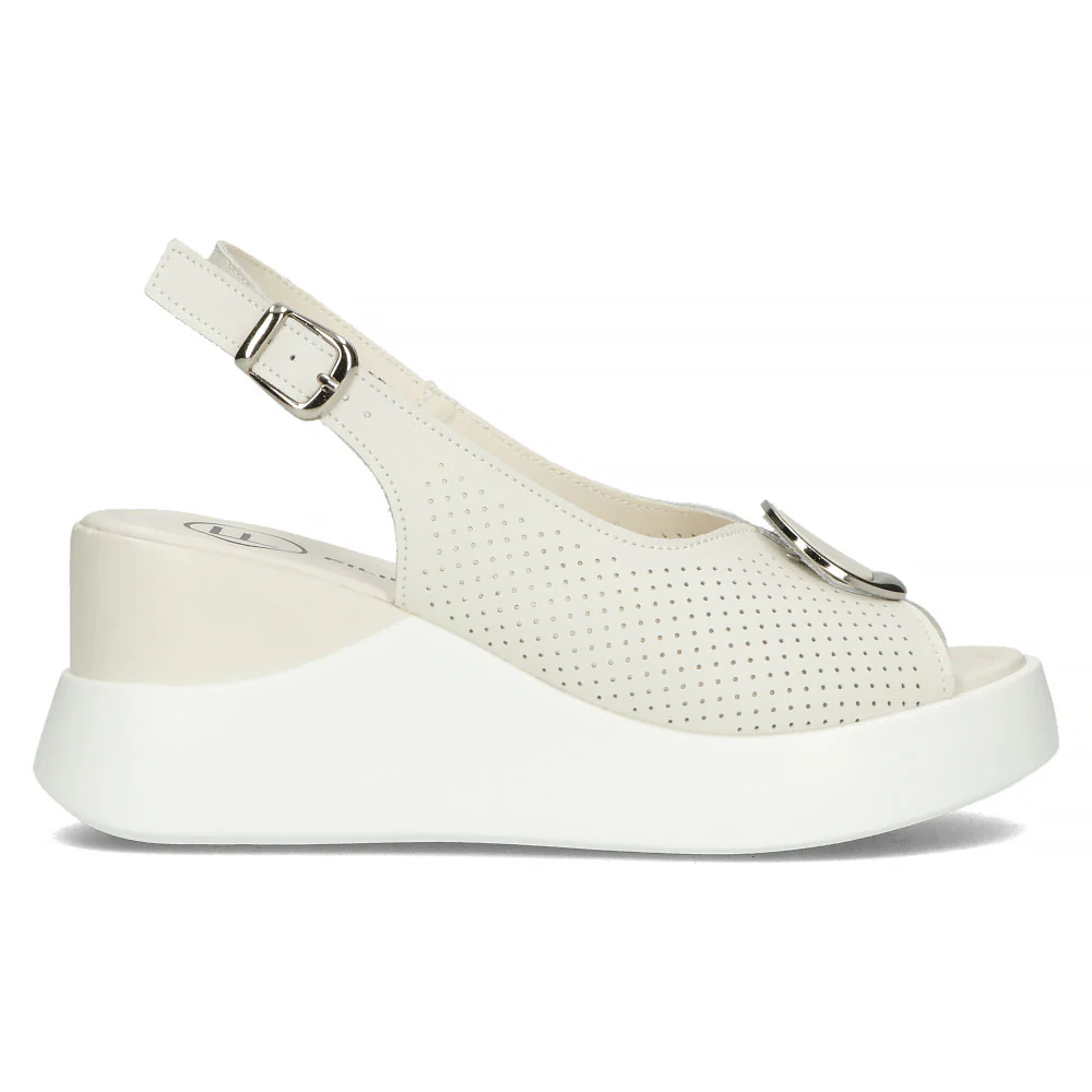 Sandale dama din piele naturala bej cu platforma 13325