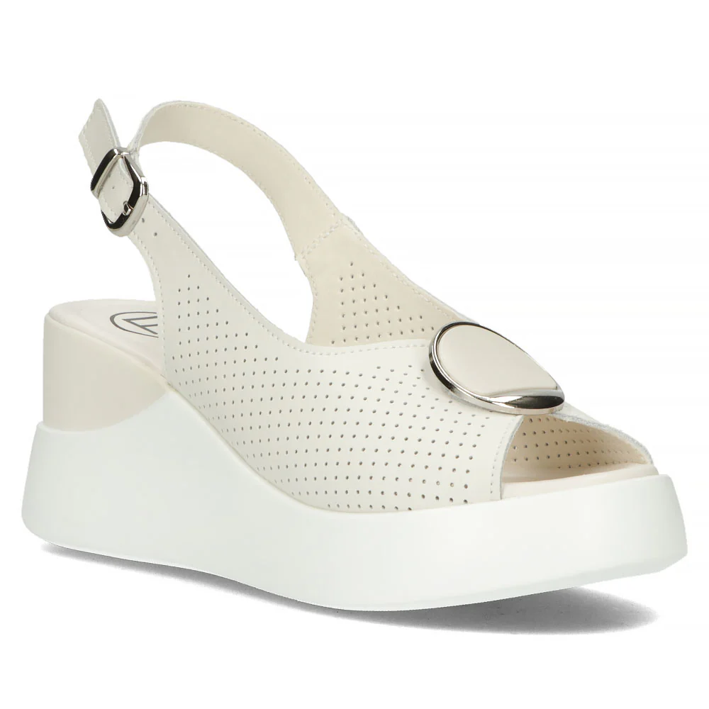 Sandale dama din piele naturala bej cu platforma 13325 - Image 2