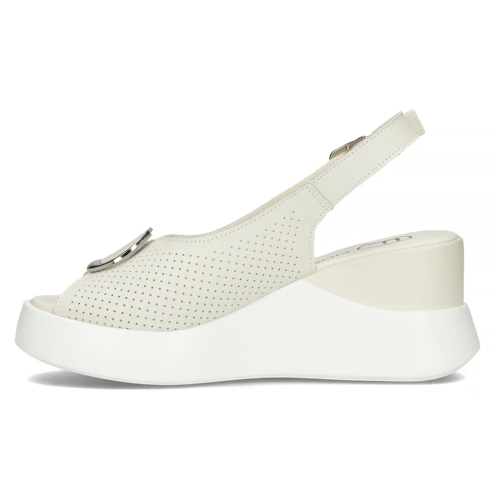Sandale dama din piele naturala bej cu platforma 13325 - Image 3