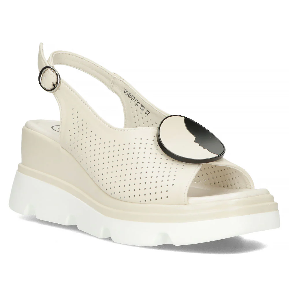 Sandale dama din piele naturala bej cu platforma 13327 - Image 2