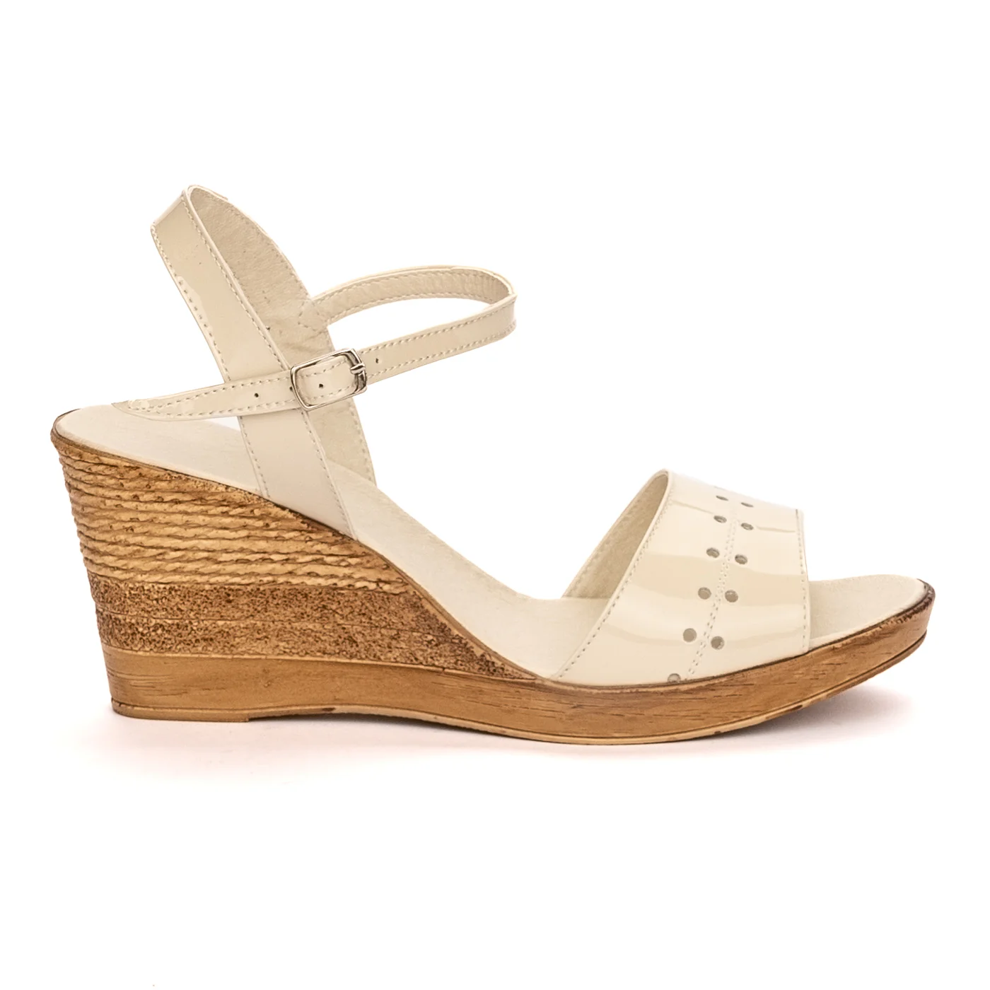 Sandale dama din piele naturala bej cu platforma 13336