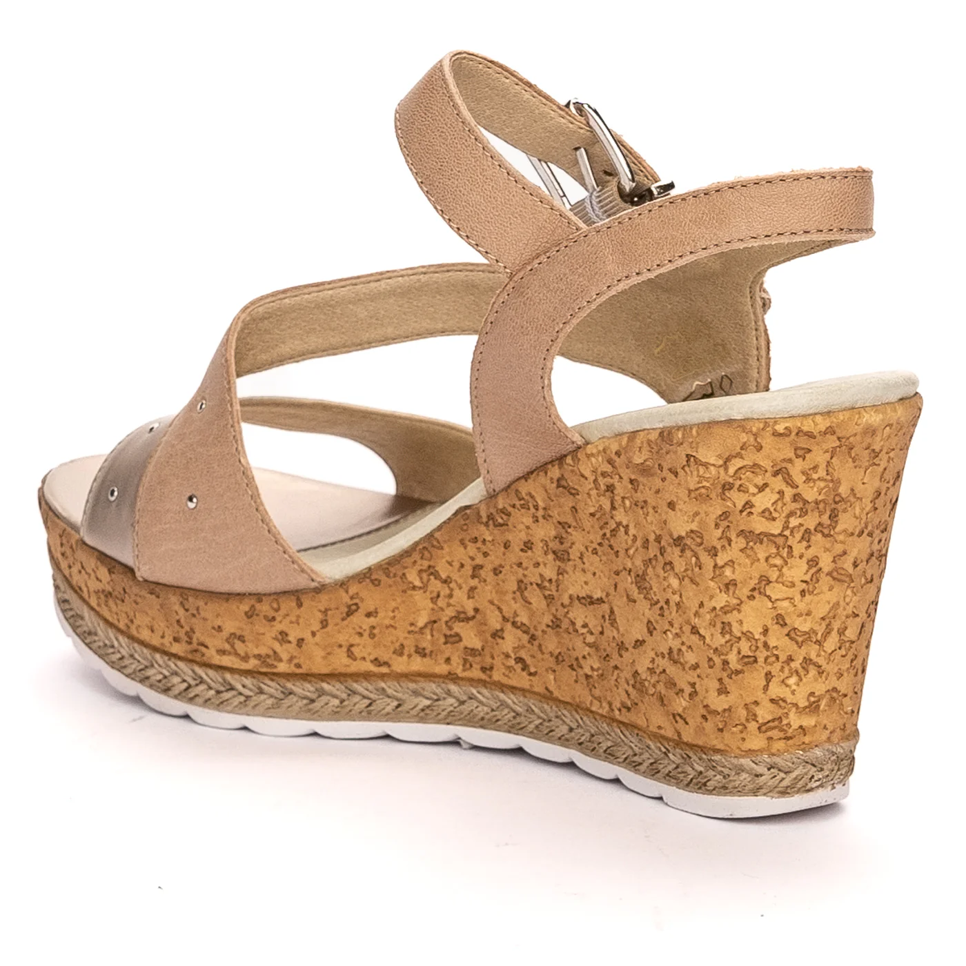 Sandale dama din piele naturala bej cu platforma 13467 - Image 2
