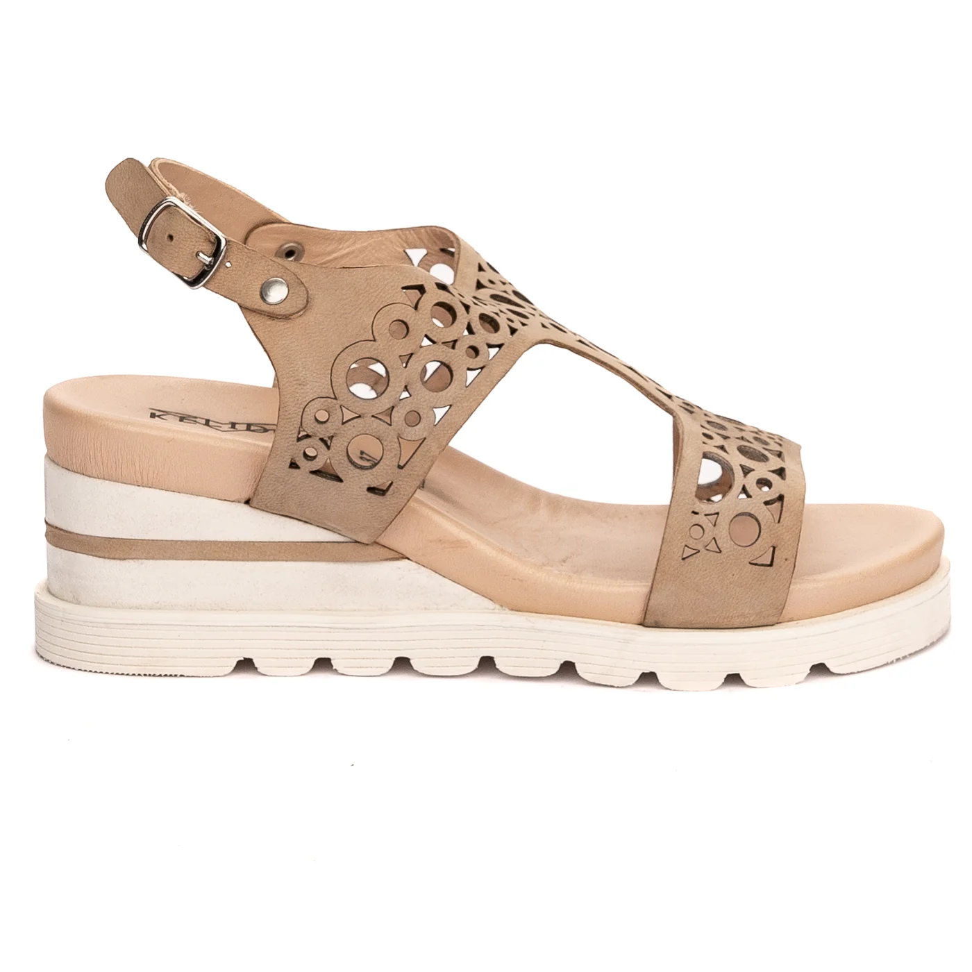 Sandale dama din piele naturala bej cu platforma 13490