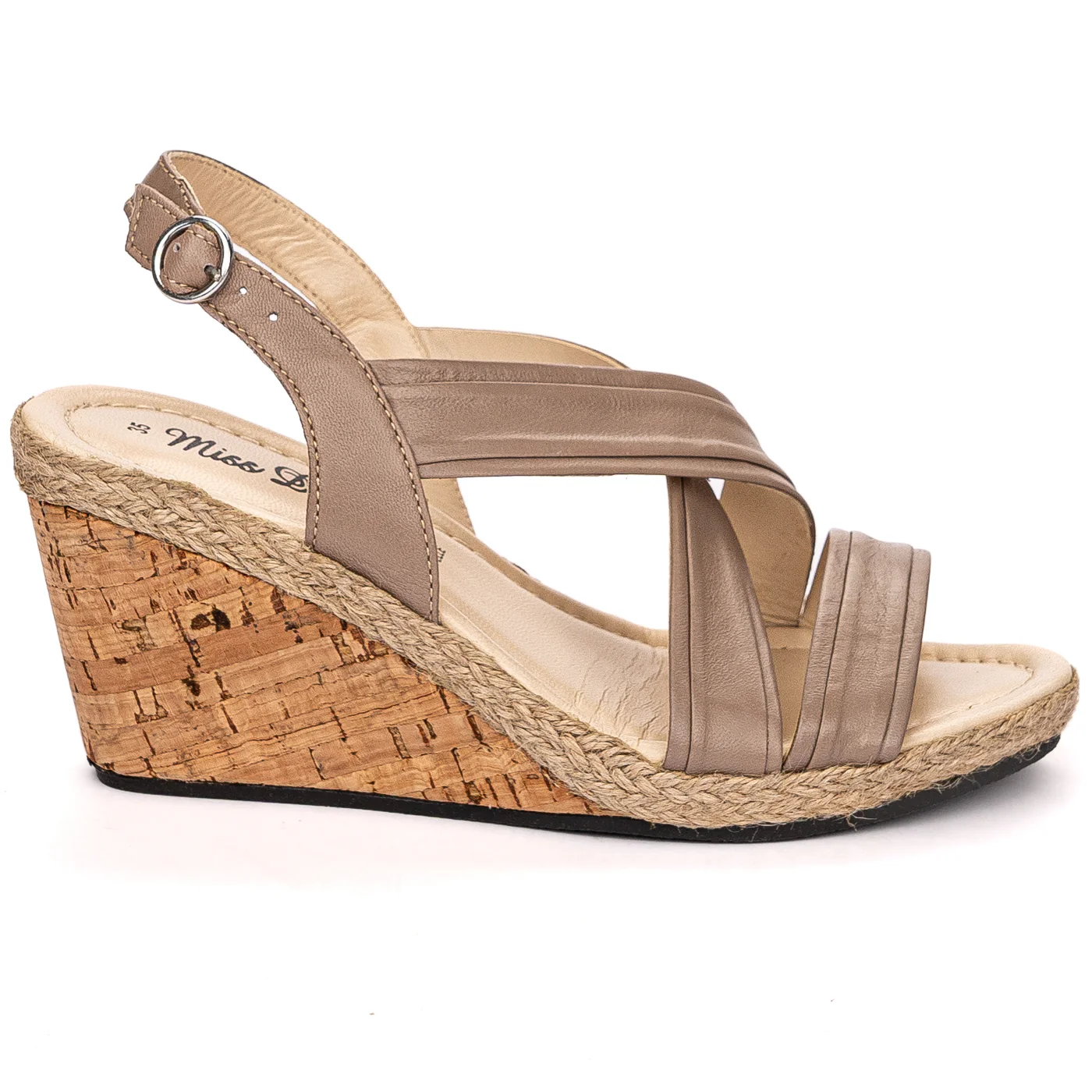 Sandale dama din piele naturala bej cu platforma 13604