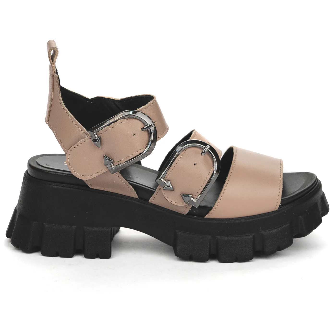 Sandale dama din piele naturala bej cu platforma 13865