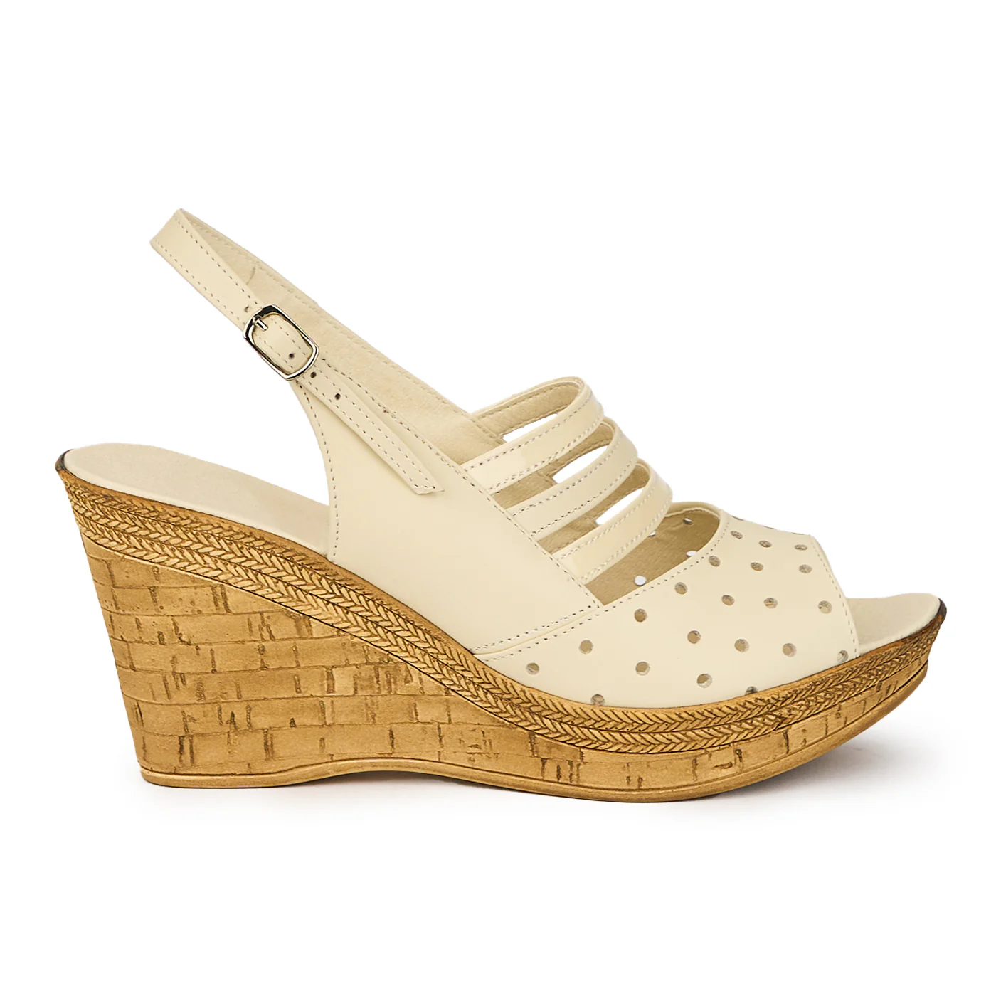 Sandale dama din piele naturala bej cu platforma 15874
