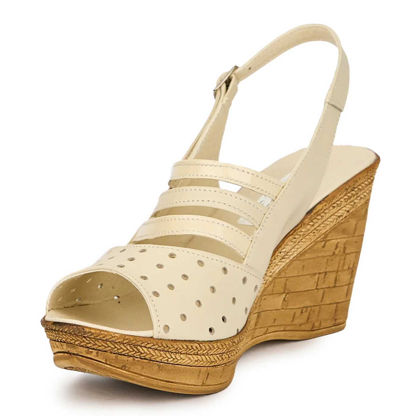 Sandale dama din piele naturala bej cu platforma 15874 - Image 3