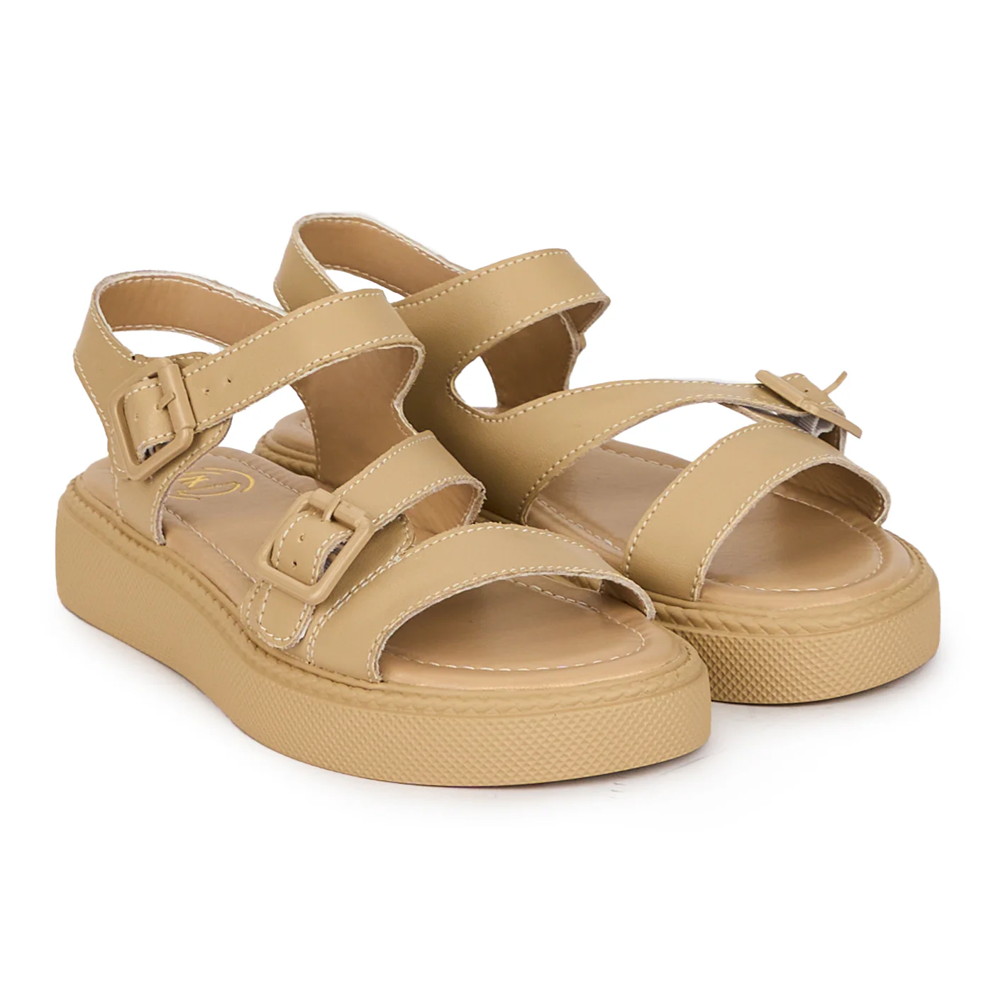 Sandale dama din piele naturala bej cu talpa joasa 18231 - Image 4
